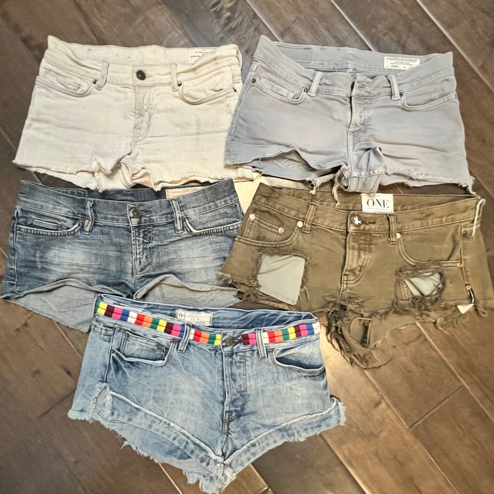 Denim shorts lot - all saints, free people, one teaspoon